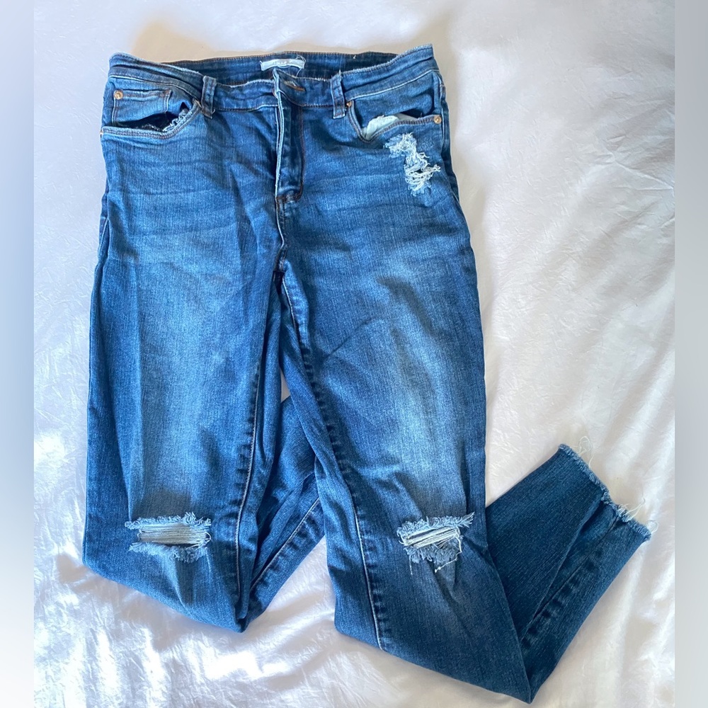 STS Blue Distressed Tapered Hem Skinny Jeans